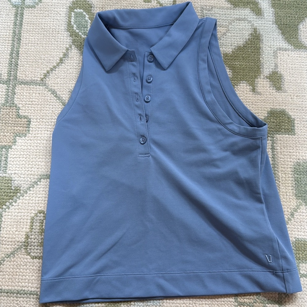 Vuori Blue Sleeveless Polo Tank